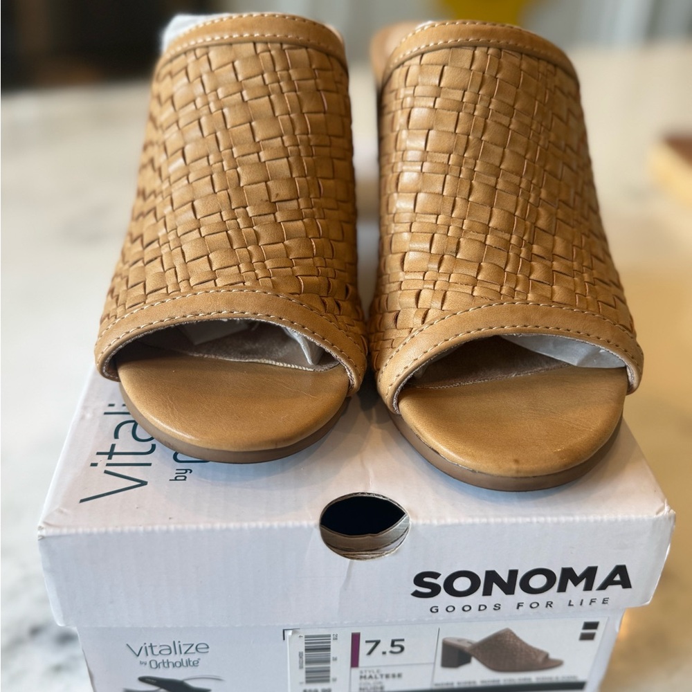 Sonoma Tan Mules with Textured Design